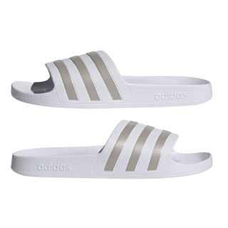 adidas Pool Slides Adilette Aqua 3-Stripes (Cloudfoam Footbed, Preformed EVA Strap) white/platinum - 1 Pair